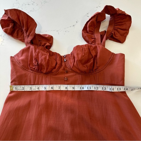 Farm Rio Ruffle Strap Rust Maxi Dress - Picture 11 of 16